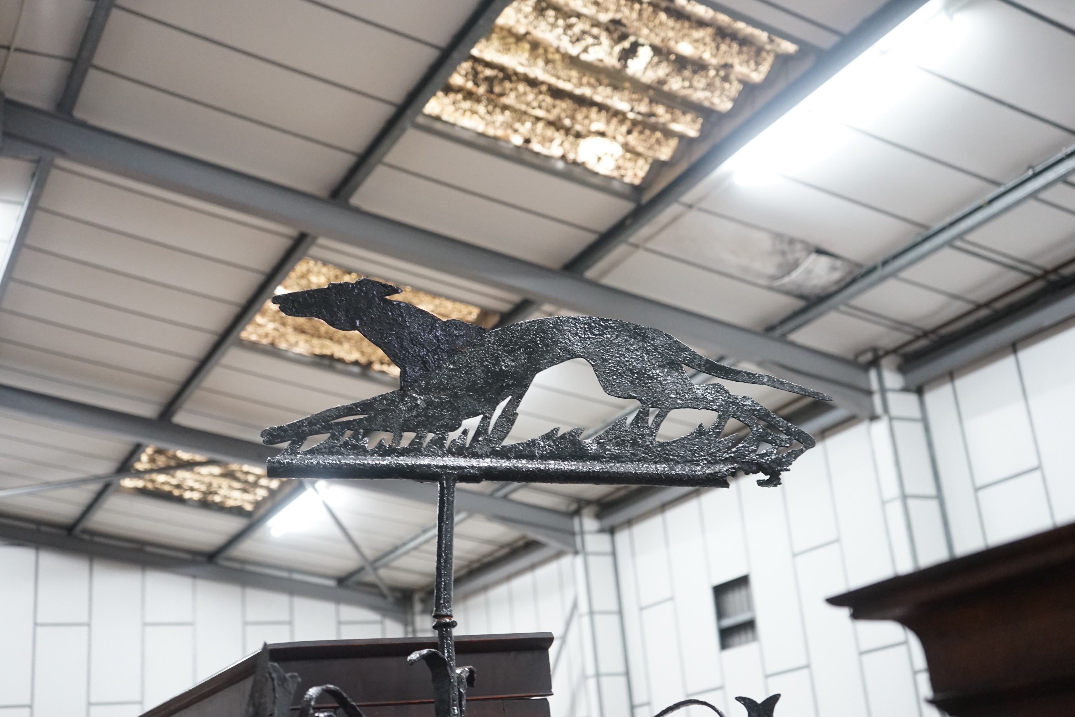 A large wrought iron weather vane, height 270cm